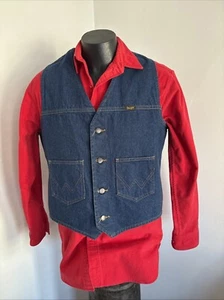 Vintage Wrangler Denim Vest Mens Size XL Western Cowboy & 2 Chamois Shirts - Picture 1 of 9