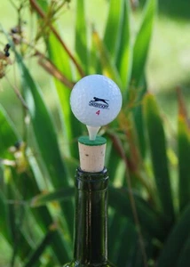 Golf Ball Wine Bottle Stopper Wine Decor Guy Gift Father's Day - Picture 1 of 5