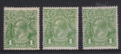 KGV Australia 3 x 1d Green Mint - Image 1 of 2