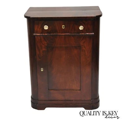 Antique 19th C. American Sheraton Crotch Mahogany Single Door Commode Cabinet - Image 1 of 4