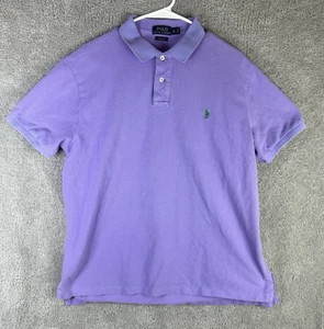 Polo Ralph Lauren Shirt Men's Extra Large Purple Short Sleeve Green Pony Golf - Picture 1 of 8