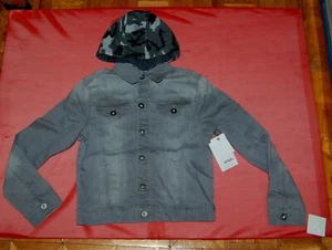 NWT HUDSON Kids Boys Grey Heather Denim Tristan hood Jacket size M $79 - Picture 1 of 4