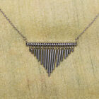 Qvc Stainless Steel Fringe Necklace With Crystal Accent Pre-owned Jewelry
