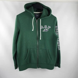 Abercrombie & Fitch Hoodie Mens Large Green Vintage Full Zip Sweatshirt - Picture 1 of 8