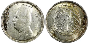 Egypt Fuad I Silver AH1348 / 1929 2 Piastres Mintage-500,000 aUNC/UNC KM#348 (0) - Picture 1 of 3