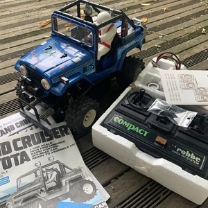 Rc 1/10 Marui Toyota Land Cruiser Super Wheelie Bleu Vintage Robbe Controler - Photo 1/11
