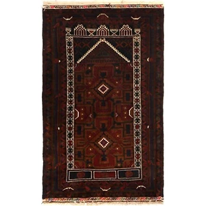 Handgefertigt Gebet Wolle Traditionell Klein Balouch Bereich Teppich Carpet 2'9x4'8ft, G27053 - Bild 1 von 8