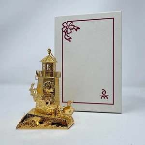 Danbury Mint 1998 23k Annual Gold Christmas Ornament North Pole Lighthouse IOB - Picture 1 of 12