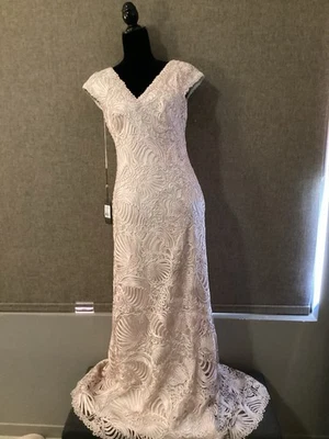 Tadashi Shoji 女式刺绣礼服 8 码淡粉色帽袖 — 第 1/4 张图片