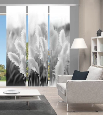 VISION S 3er Set Schiebevorhänge DINORA, halbtransparent, Höhe 260 cm, grau - Bild 1 von 4