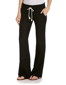 Nuevo con etiquetas Pantalones Roxy Oceanside Mezcla de Lino Negro Cordón Bolsillos Mujer Talla MEDIANA - Imagen 1 de 13