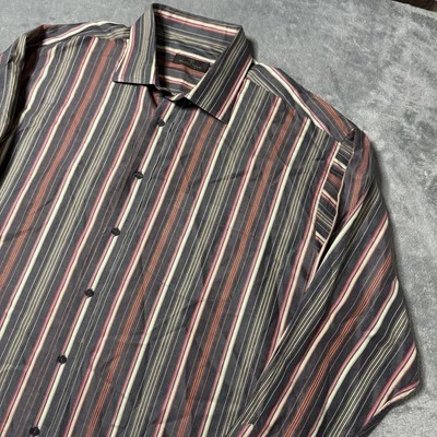 Bugatchi Uomo Mens Vertical Striped Multicolor Button Up Dress Shirt XXL - Image 1 of 4