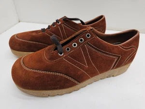Coaster Vintage Brown Suede Shoes Men's 10 D Ripple Sole Oxford B5794 - Picture 1 of 9