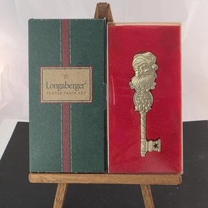Longaberger Weihnachtsmann Schlüssel 2001 #77721 goldfarben Zinn Weihnachtsschmuck mit Box - Bild 1 von 11