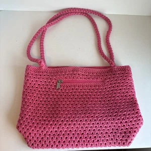 Lina Crochet Handbag Pink Boho Purse With Braided Handles Excellent - Picture 1 of 6