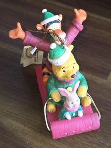 Disney Winnie Puuh Ferkel Tiger auf Slade Weihnachtsschmuck 2002 mit Etikett - Bild 1 von 7
