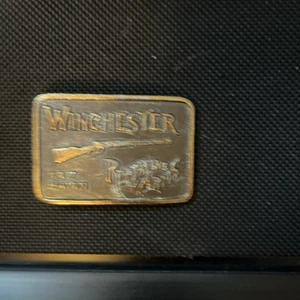 USED Vintage Metal Winchester Repeating Arms New Haven Conn. Belt Buckle. NICE! - Picture 1 of 6