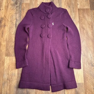 Vintage 90er Ralph Lauren Mantel Jacke Damen Medium Lila Strick Preppy 6516 - Bild 1 von 10