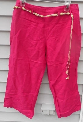 女士礼服 fushia 粉红色 Capris 尺寸 10 55% 亚麻 45% 人造丝衬里  — 第 1/2 张图片