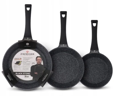 ZWIEGER BLACK STONE SET OF FRYPANS 3 PCS FRYING PANS 20, 24, 28 CM ALUMINIUM PAN - Image 1 of 4