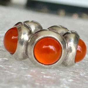 Genuine Pandora Sterling Silver 925 Orange Carnelian Cabochon Spacer Charm - Picture 1 of 4