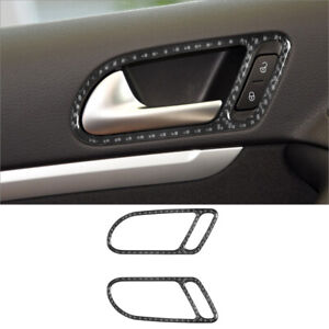 2Pcs For Volkswagen Tiguan Carbon Fiber Interior Front Door Handle Cover Trim