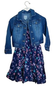 Girls Set SONOMA ruffle tiered sundress  & PLACE Jacket  Denim Stretch sz 5/6 - Picture 1 of 21