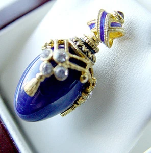 ¡VENTA! FABULOSO COLGANTE DE HUEVO RUSO hecho de PLATA ESTERLINA 925 con LAPISLÁZULI GENUINO - Imagen 1 de 1