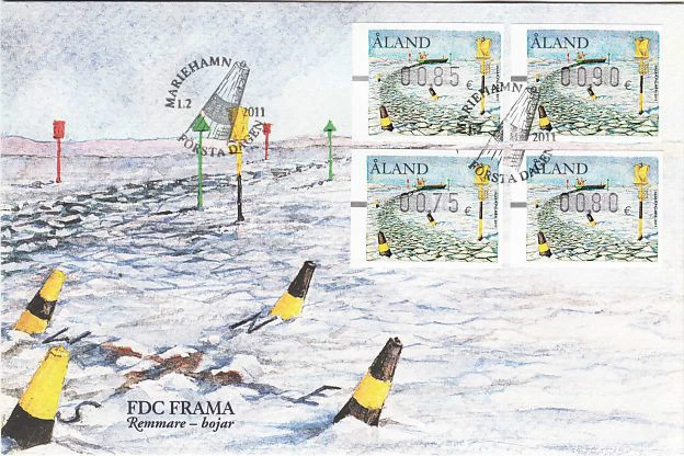 Navegación Aland Frama cajero automático balizas boya Åland Finlandia como nuevo FDC 2011 Foto 1 de 1