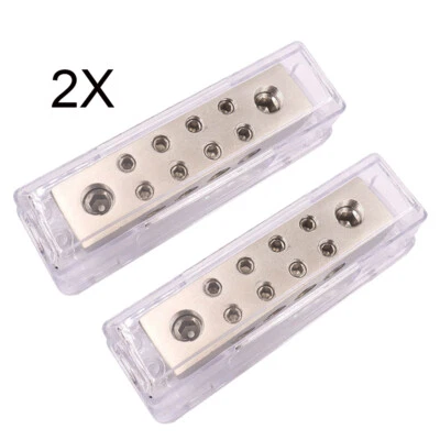 2PCS A4A 0/2 Gauge To 8 X 8 Gauge Power/Ground Distribution Block Brass - Image 1 of 4