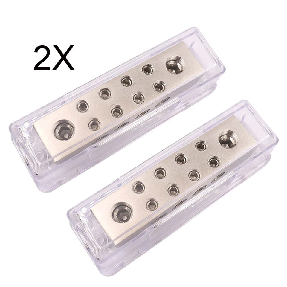 2PCS A4A 0/2 Gauge To 8 X 8 Gauge Power/Ground Distribution Block Brass - Image 1 of 4