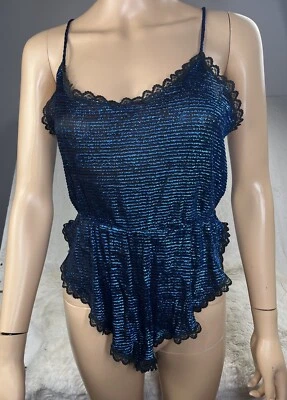 Женское мерцающее белье-комбинезон Cameo Dallas черное кружевное сделано в США размер M винтажный - Изображение 1 из 4