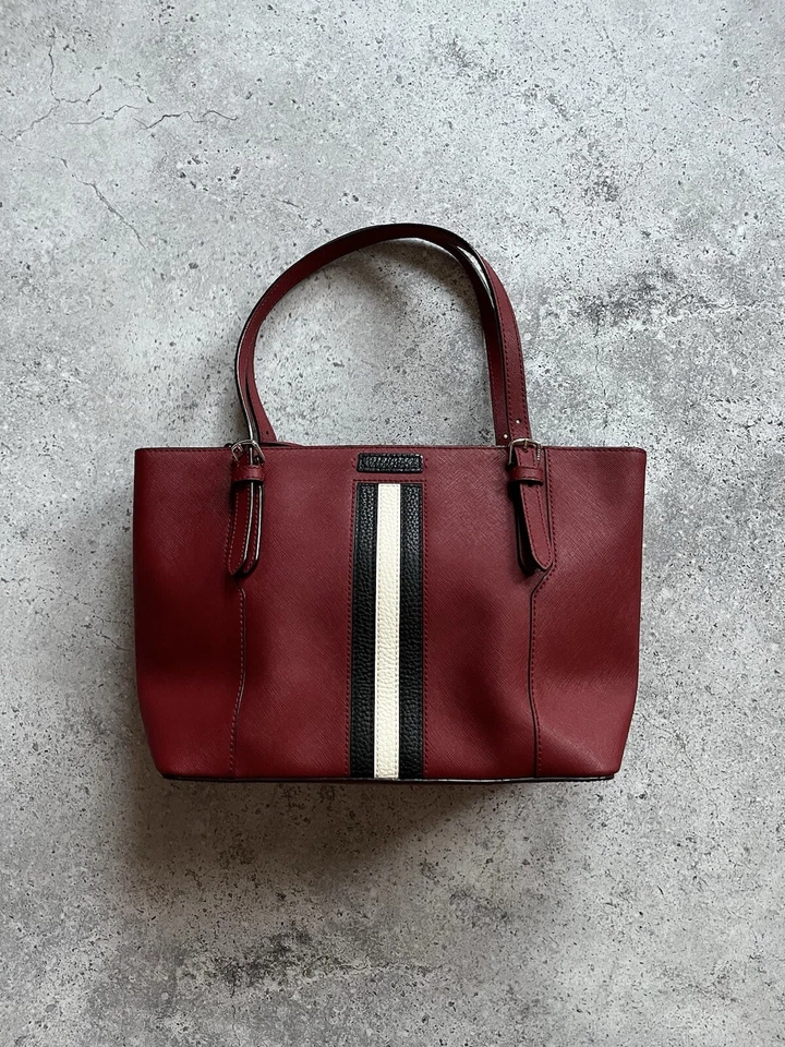 Bally Supra SM Red Leather Large Shoulder Tote Women’s Bag Luxury Designer - Image 1 of 4