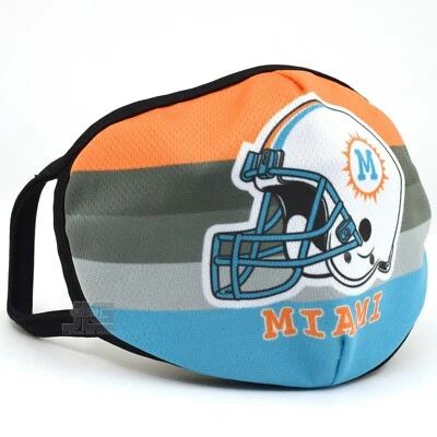 Miami Fashion Cloth Face Mask Orange Aqua Football team color Helmet Washable  - Image 1 of 2