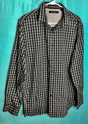 A[X]IST HOMBRE NEGRO BLANCO CUADROS MANGA LARGA ABOTONADA CAMISA DE VESTIR TALLA GRANDE Foto 1 de 4