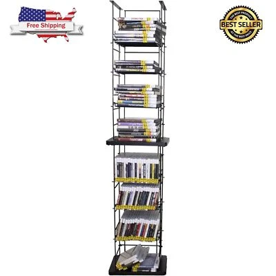 176 CDs Cabinet Stand Wall Tower Steel Wire DVD Holder Media Storage Movie Shelf - Image 1 of 4