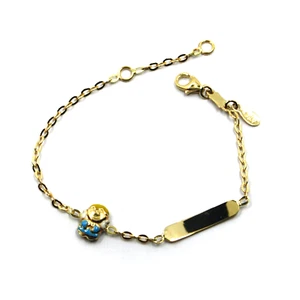 Pulsera Oro Amarillo 18K, de Niño, Con Angelo Azul Y Placa Grabado - Imagen 1 de 7