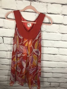 Milly Womens Size 6 Red/Multicolor Floral Sleeveless 100% Silk Dress - Picture 1 of 4