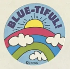 Vintage 80s TREND Brand *one* GLOSSY Scratch n Sniff Sticker Blue-Tiful Rainbow - Picture 1 of 5