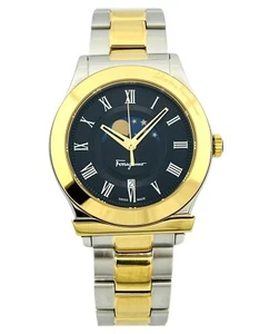 Salvatore Ferragamo 1898 FBG05 0016 Gold IP 2N StainlessSteel Moon Phase Watch - Picture 1 of 23