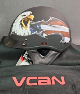 Medio casco plano VCAN Cruiser Patriotic Eagle EE. UU. gráficos motocicleta negro XL - Imagen 1 de 4