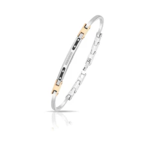 Herren Armband Stahl Starr 316L Mit Innenausstattung Black und Diamanten Weiß C - Bild 1 von 1