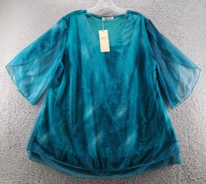 Blusa SeSe Code para mujer XL azul aguamarina verde manga acampanada ligera nueva con etiquetas - Imagen 1 de 11