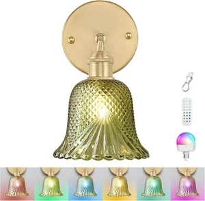 Vintage Wall Sconces, Rechargeable Wall Lights with (1 pack) Ripple Green - Picture 1 of 8