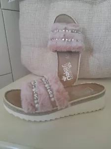 RIEKER Plateau Pantoletten Gr.37 Rosa Rose Fell Strass Innensohle Leder - Bild 1 von 10