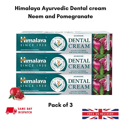 Himalaya Ayurvedic Dental Cream Neem & Pomegranate Herbal Toothpaste Pack of 3