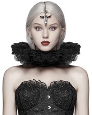 Punk Rave Gothic Elizabethan Lace Collar Neck Ruff Black Renaissance Victorian
