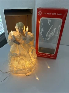 VINTAGE CHRISTMAS 10 LIGHT TREE TOP TOPPER ELECTRIFIED PORCELAIN HEAD ANGEL  - Picture 1 of 12