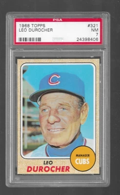 1968 Topps #321 Leo Durocher, Chicago Cubs PSA 7 NM - Image 1 of 3