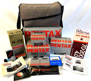 Pentax Super Program 35mm SLR Camera w/ 3 Lenses, Flash, Winder, Manuals & Case - Picture 1 of 24